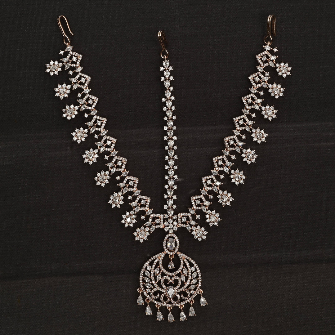CZ Rose Gold Finish Mathapatti