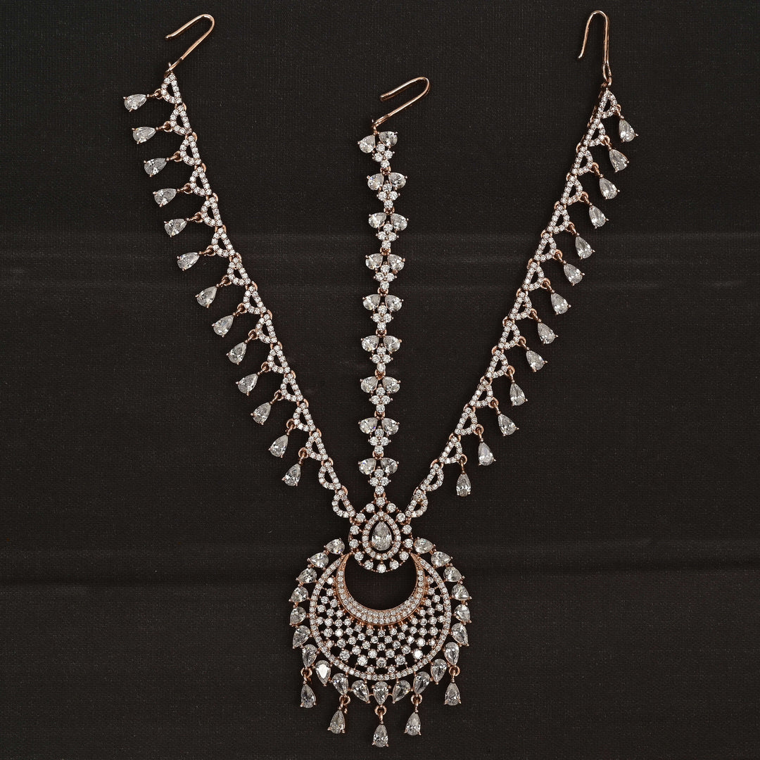 CZ Rose Gold Finish Mathapatti