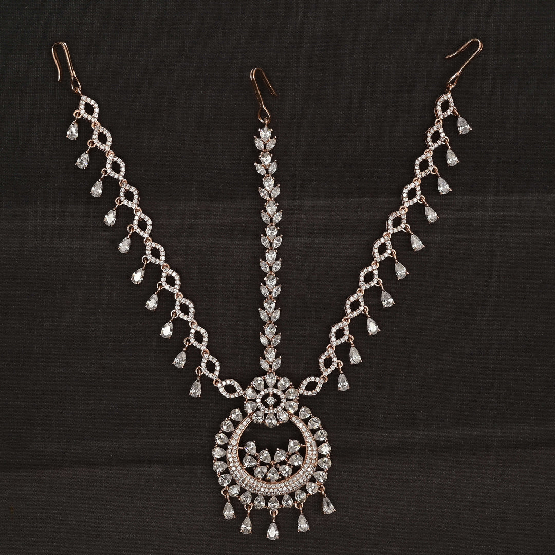 CZ Rose Gold Finish Mathapatti
