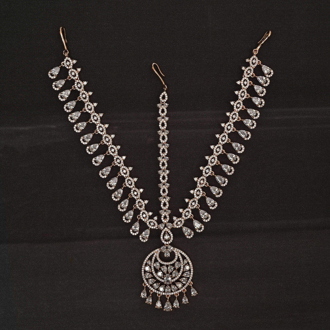 CZ Rose Gold Finish Mathapatti