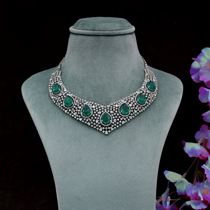 CZ Emerald Necklace Set