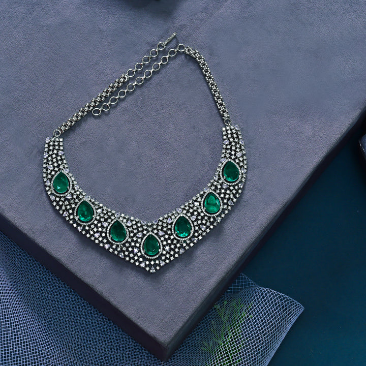 CZ Emerald Necklace Set