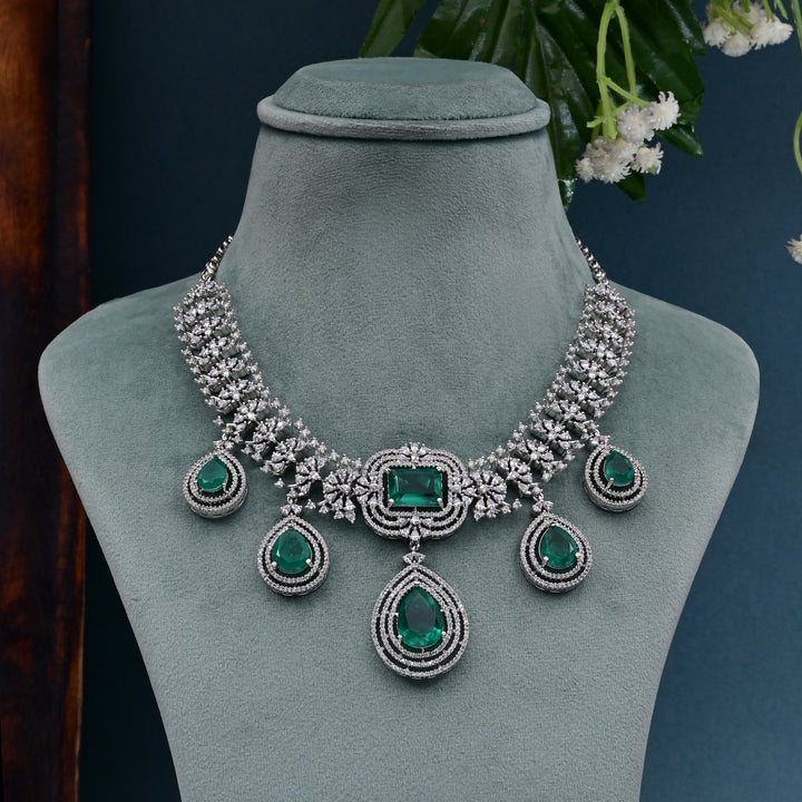 CZ Emerald Necklace Set