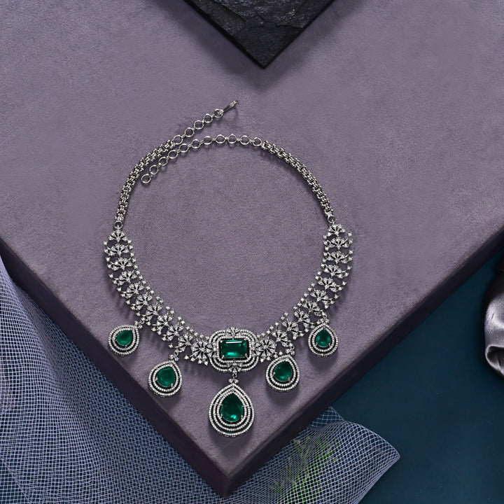 CZ Emerald Necklace Set