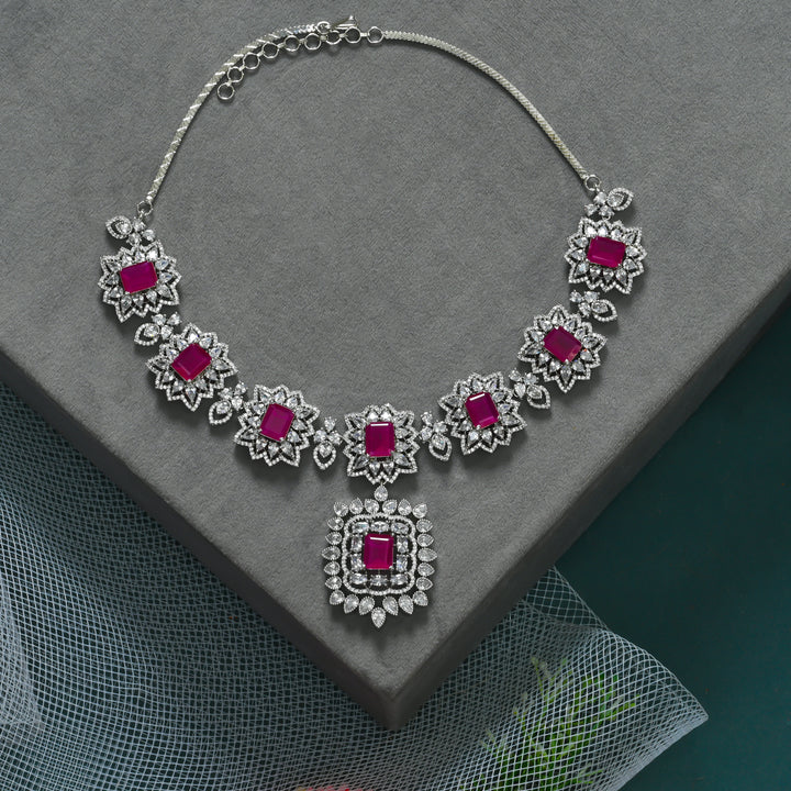CZ Ruby Exclusive Necklace Set