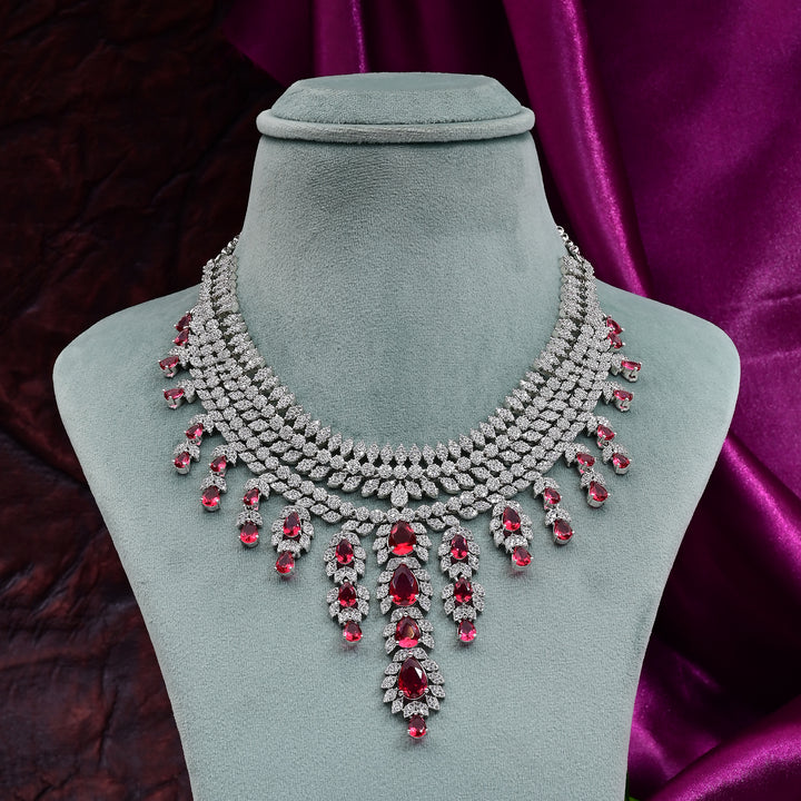 CZ Ruby Necklace Set