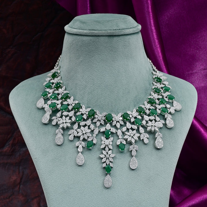 CZ Emerald Necklace Set
