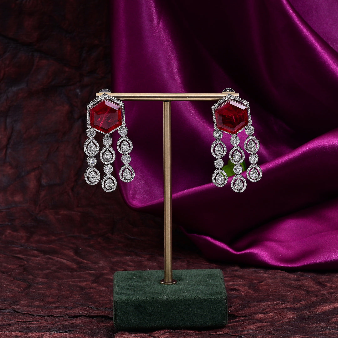 CZ Ruby Necklace Set