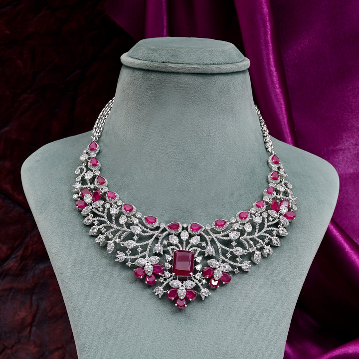 CZ Ruby Necklace Set