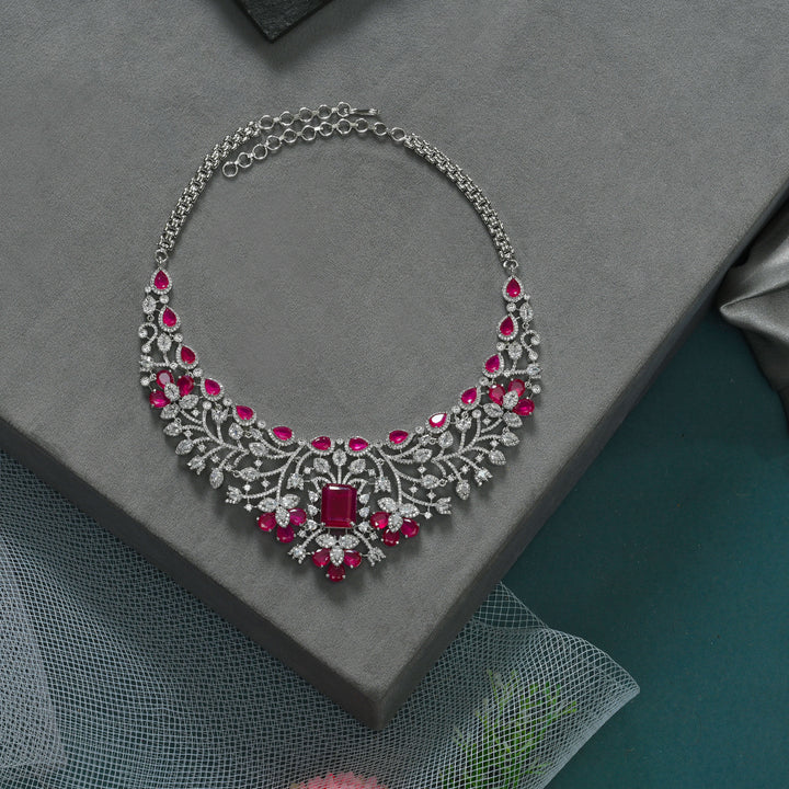 CZ Ruby Necklace Set