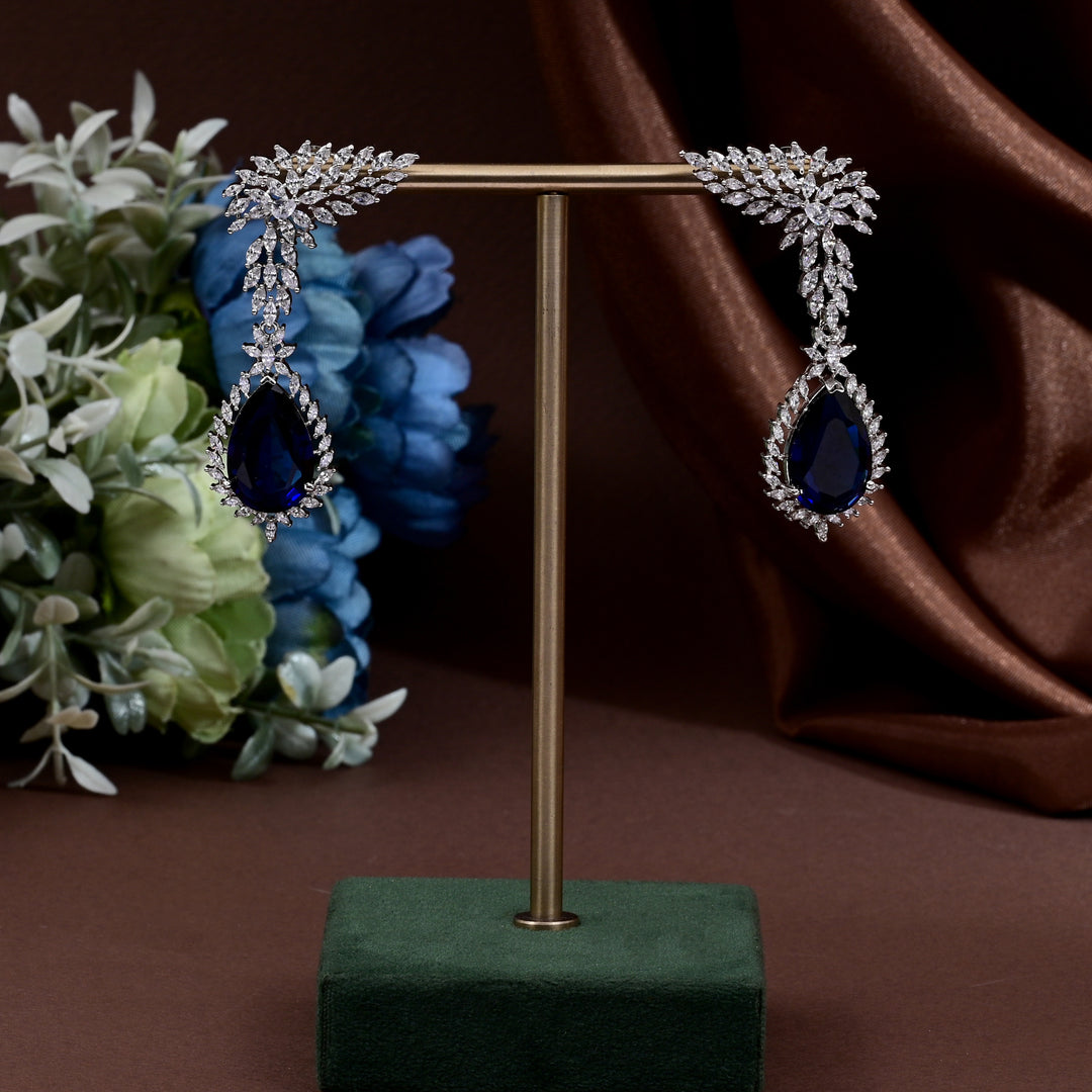 CZ Blue Sapphire Necklace Set