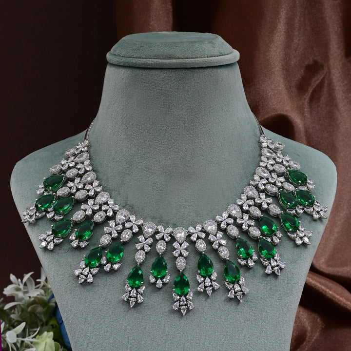 CZ Emerald Necklace Set