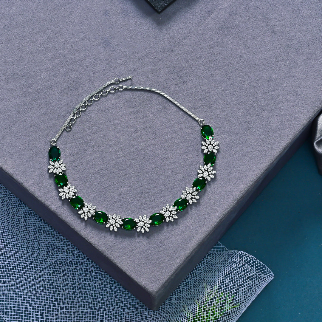 CZ Emerald Necklace Set
