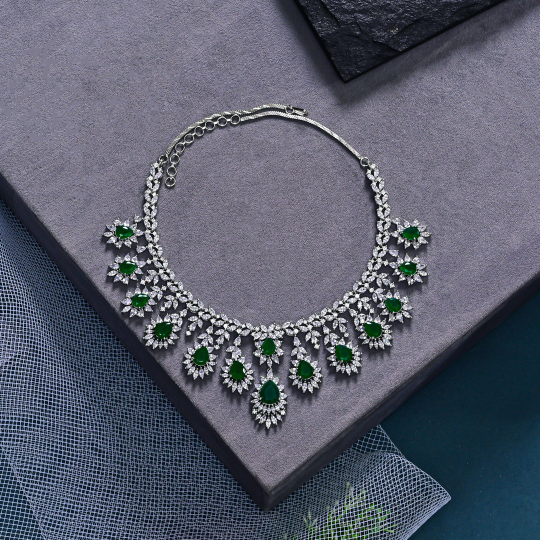 CZ Emerald Necklace Set