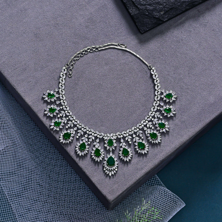 CZ Emerald Necklace Set
