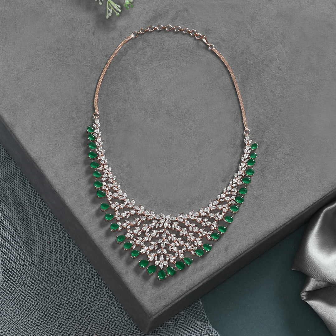 CZ Emerald Exclusive Necklace Set