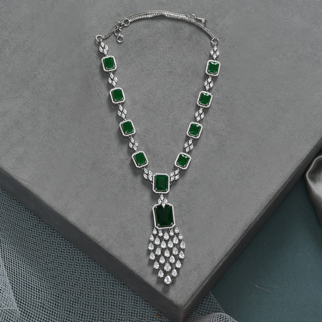 CZ Emerald Necklace Set