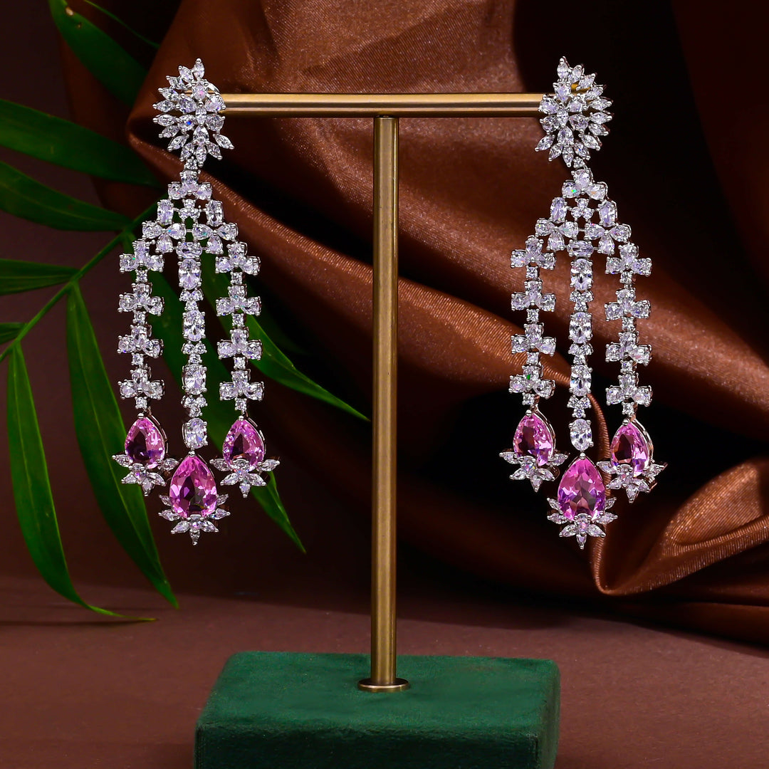 CZ Pink Sapphire Necklace Set
