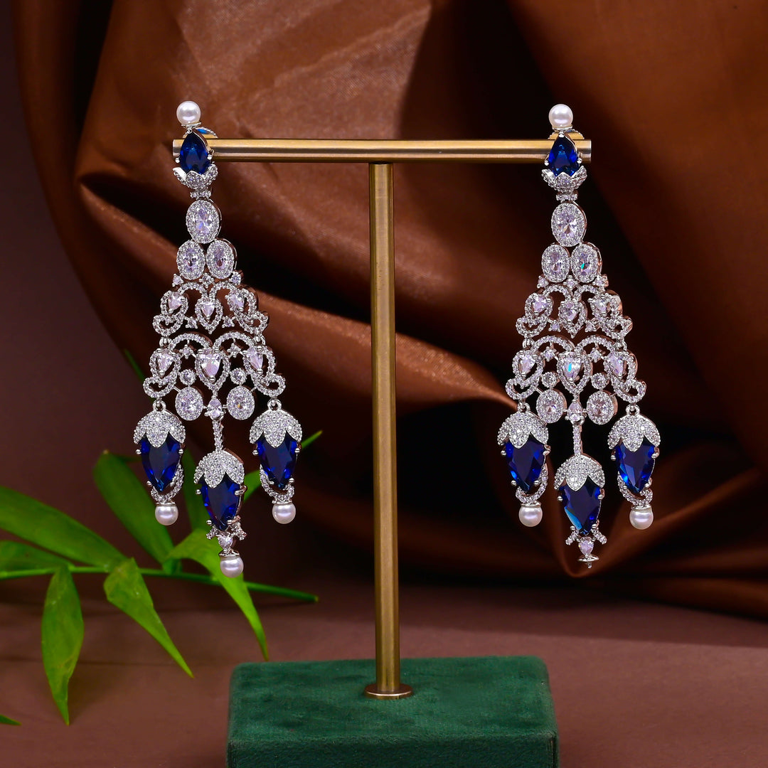 CZ Blue Sapphire Necklace Set