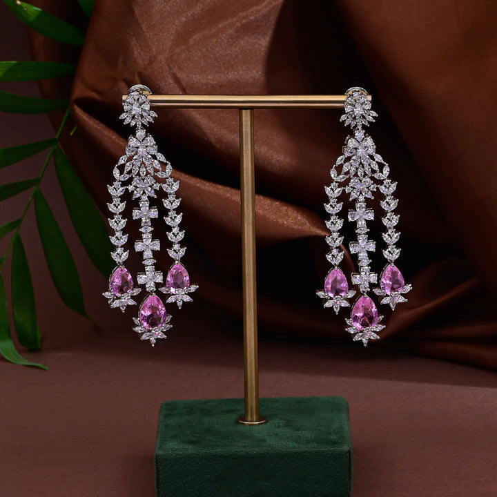 CZ Pink Sapphire Necklace Set