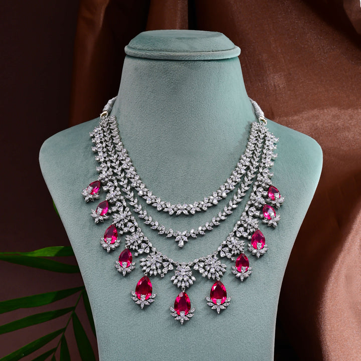 CZ Ruby Exclusive Necklace Set