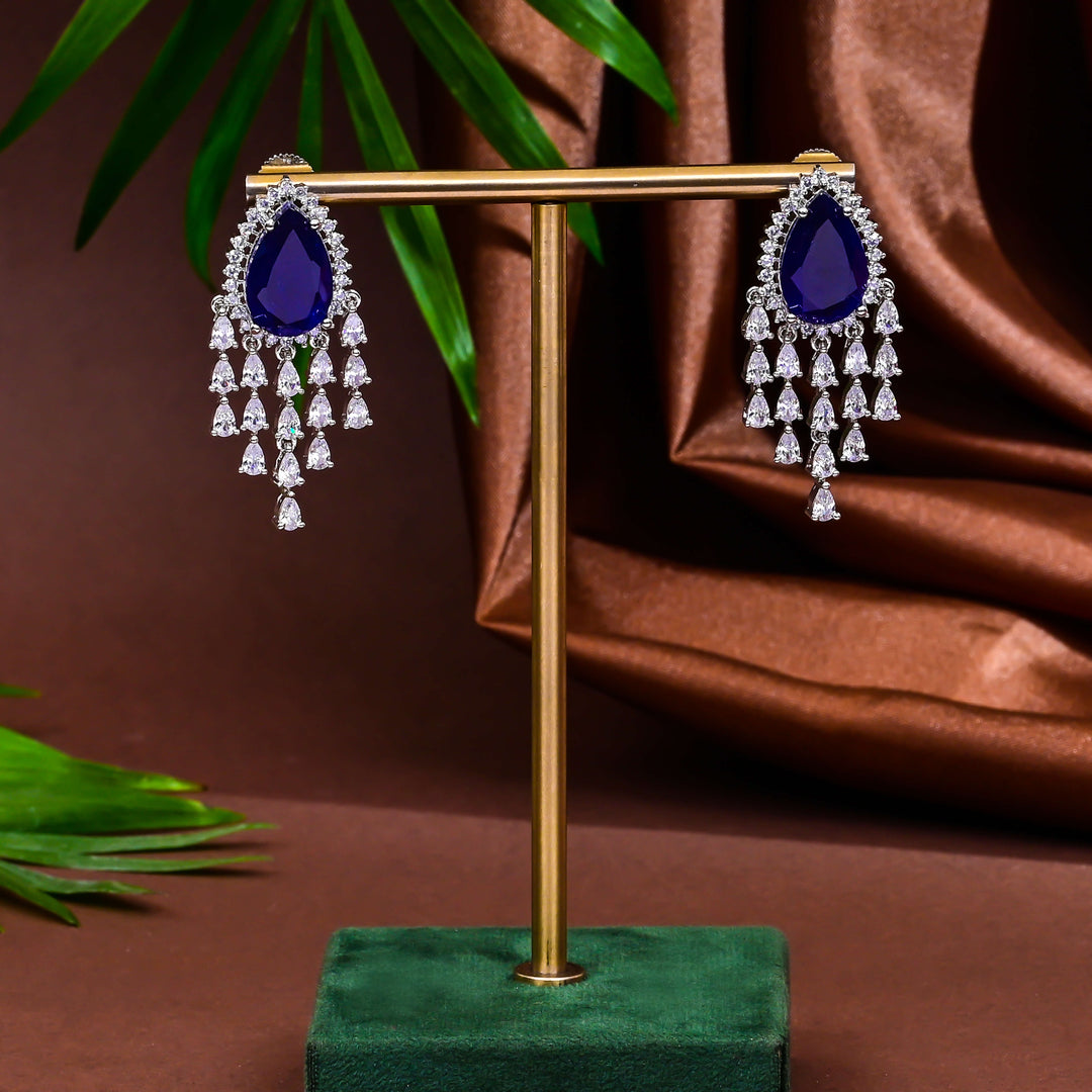 CZ Blue Sapphire Necklace Set