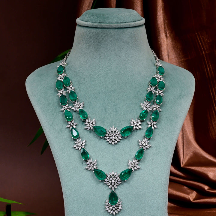 CZ Emerald Necklace Set