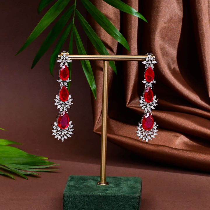 CZ Ruby Necklace Set