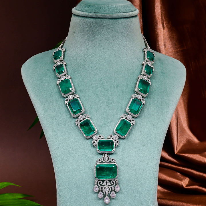 CZ Emerald Necklace Set