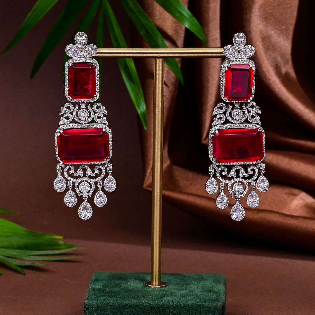 CZ Ruby Necklace Set