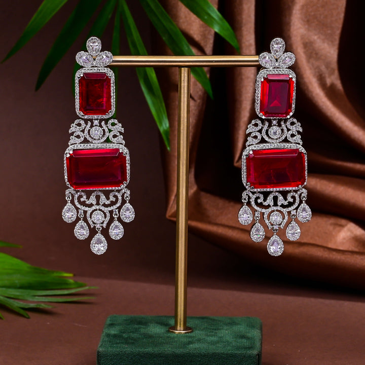 CZ Ruby Necklace Set