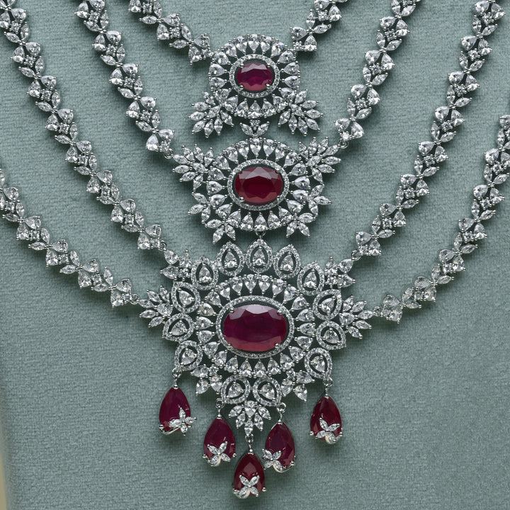CZ Ruby Necklace Set