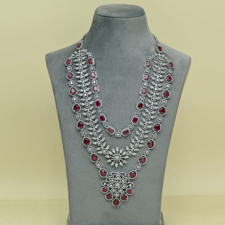 CZ Ruby Necklace Set