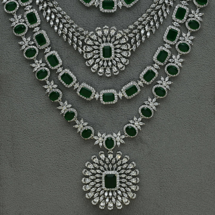 CZ Emerald Necklace Set