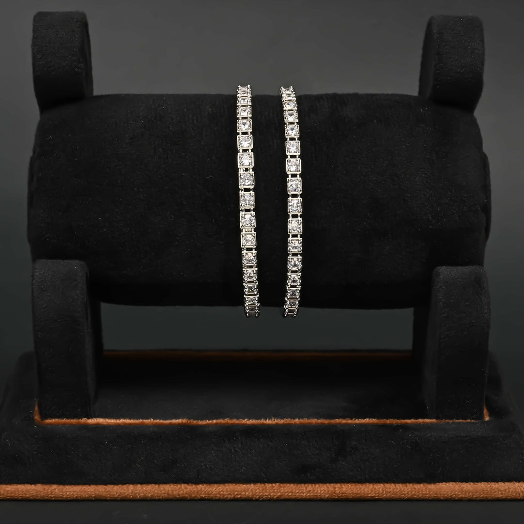 CZ White Gold Bangles