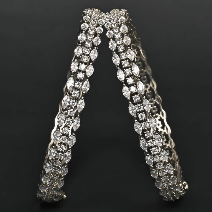 CZ White Gold Bangles