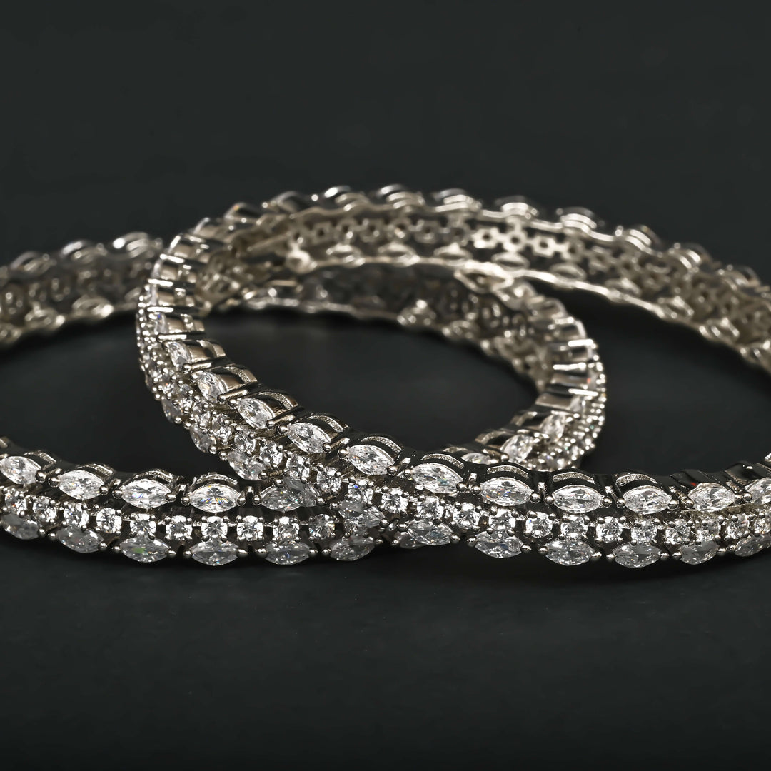 CZ White Gold Bangles
