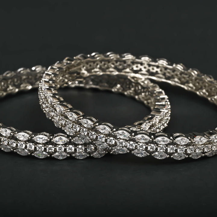 CZ White Gold Bangles