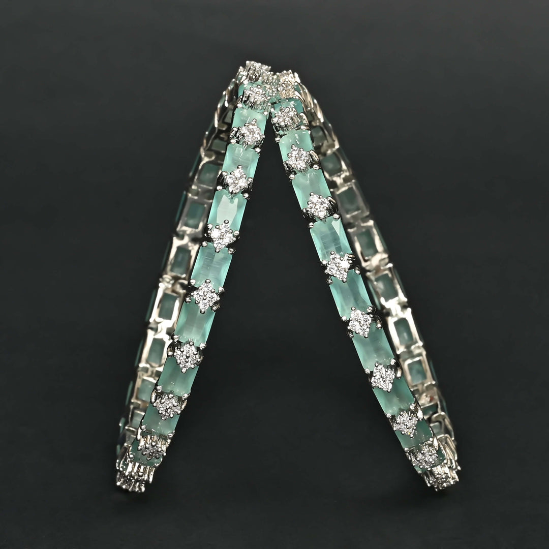 CZ White Gold Bangles