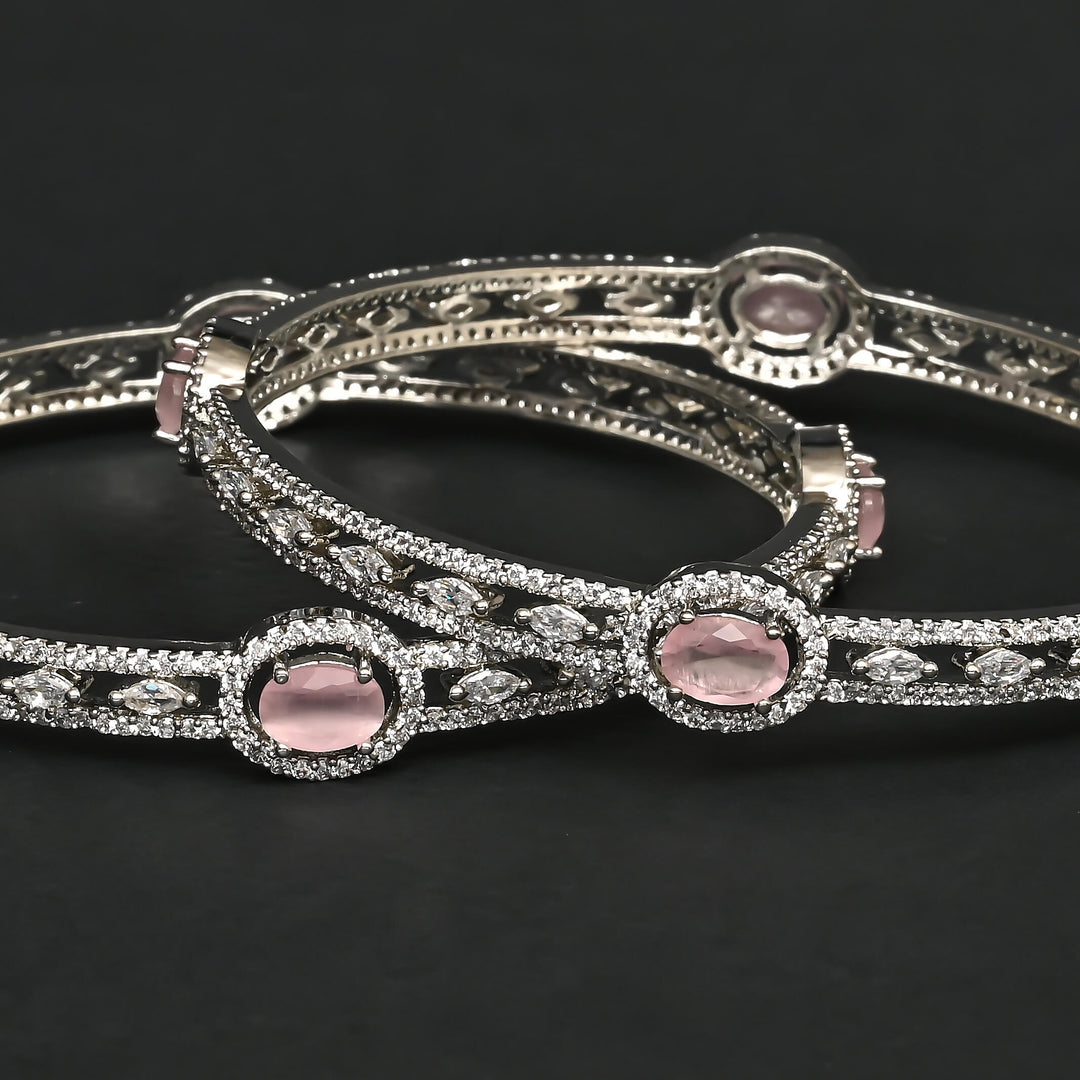 CZ white Gold Bangles