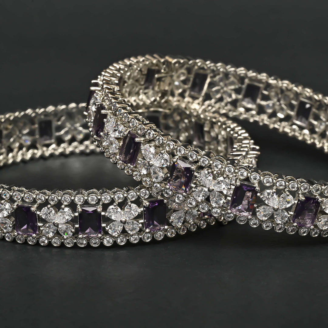 CZ White Gold Bangles