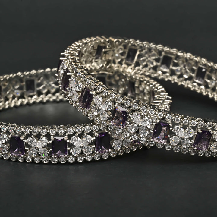 CZ White Gold Bangles