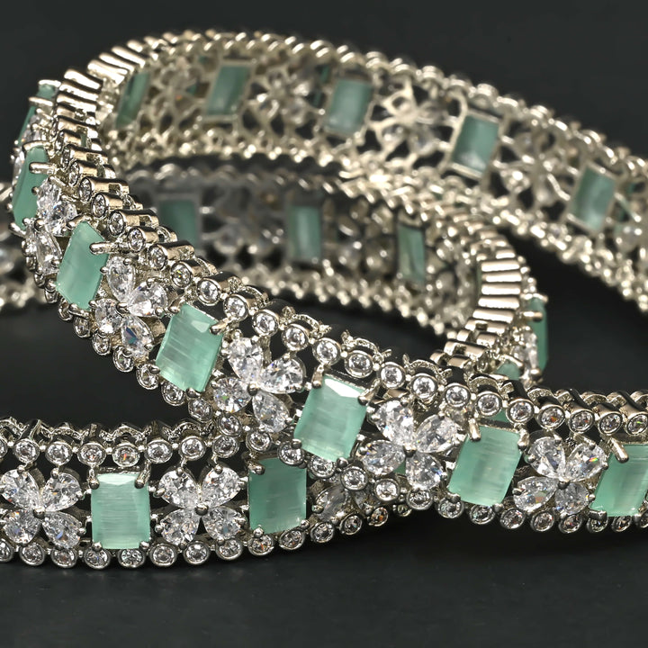 CZ White Gold Bangles
