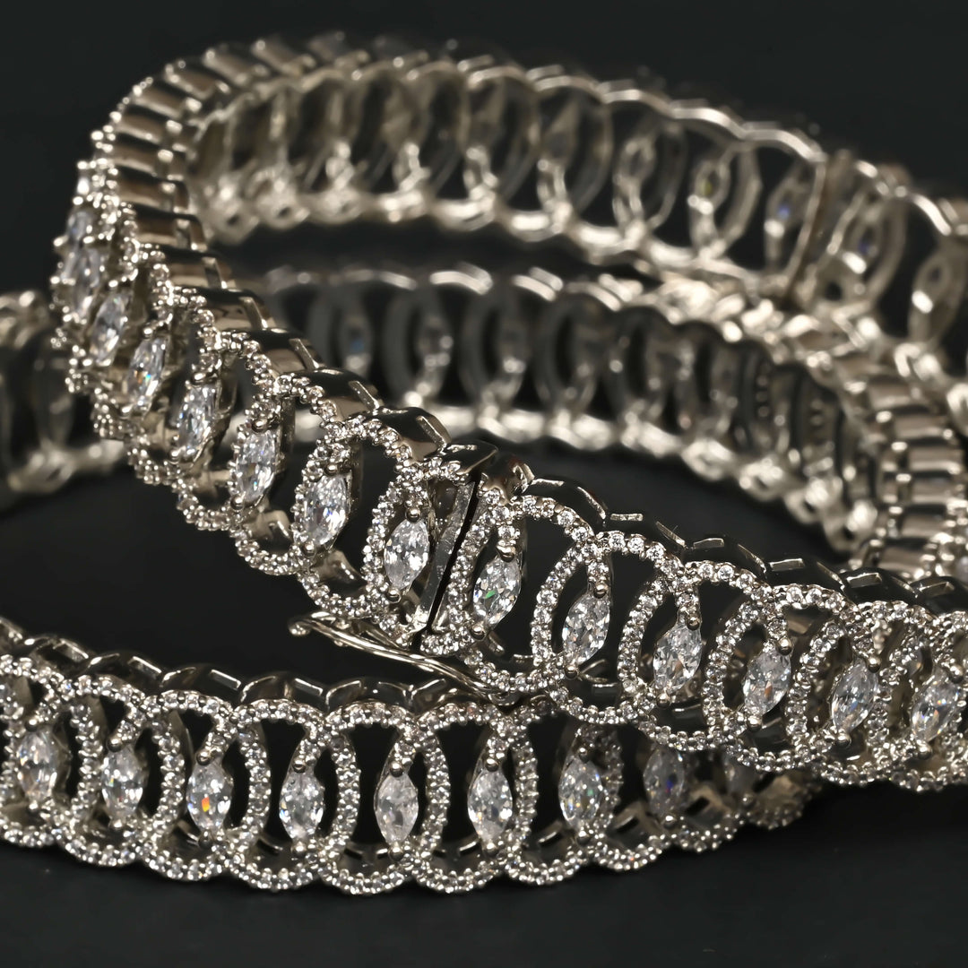 CZ White Gold Bangles
