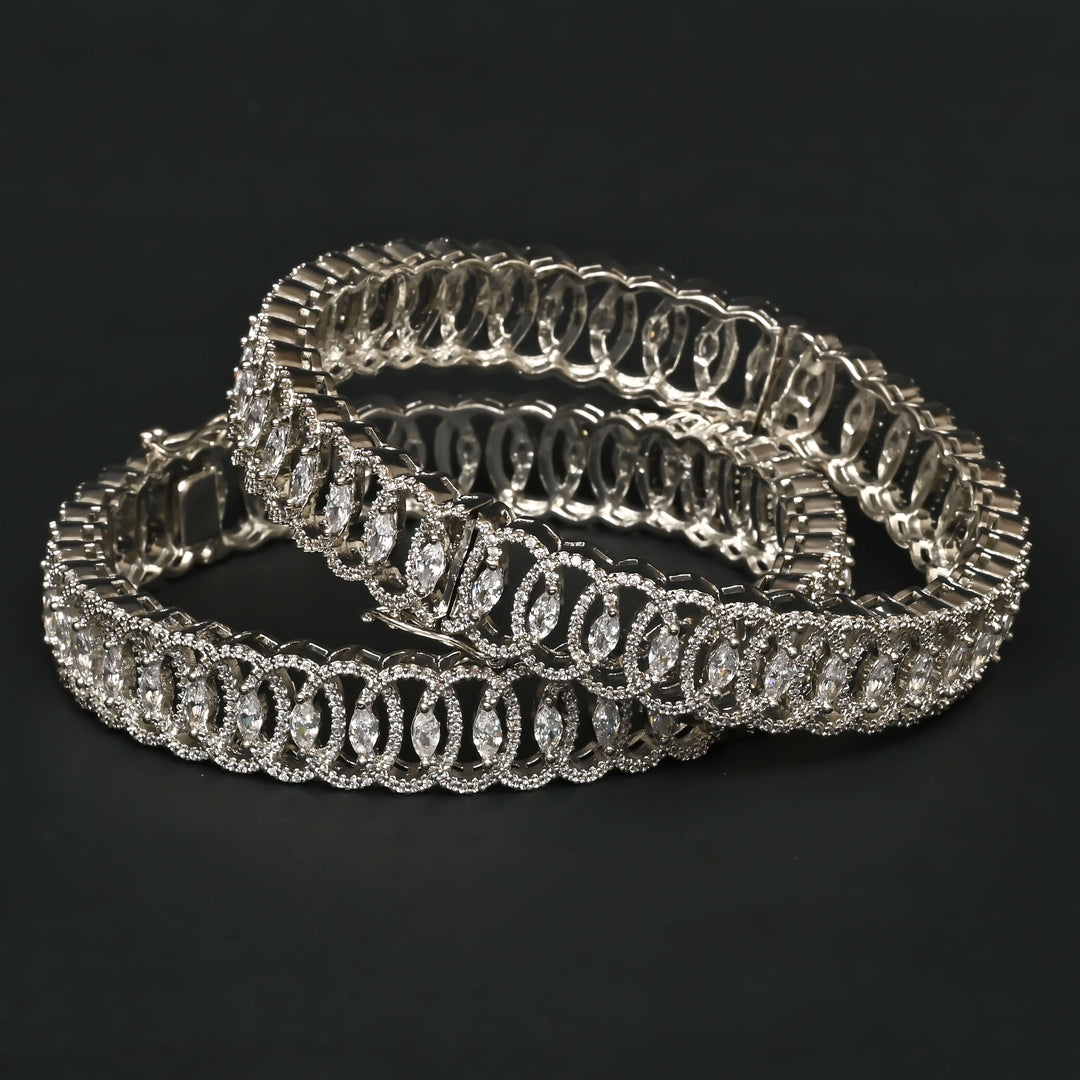 CZ White Gold Bangles
