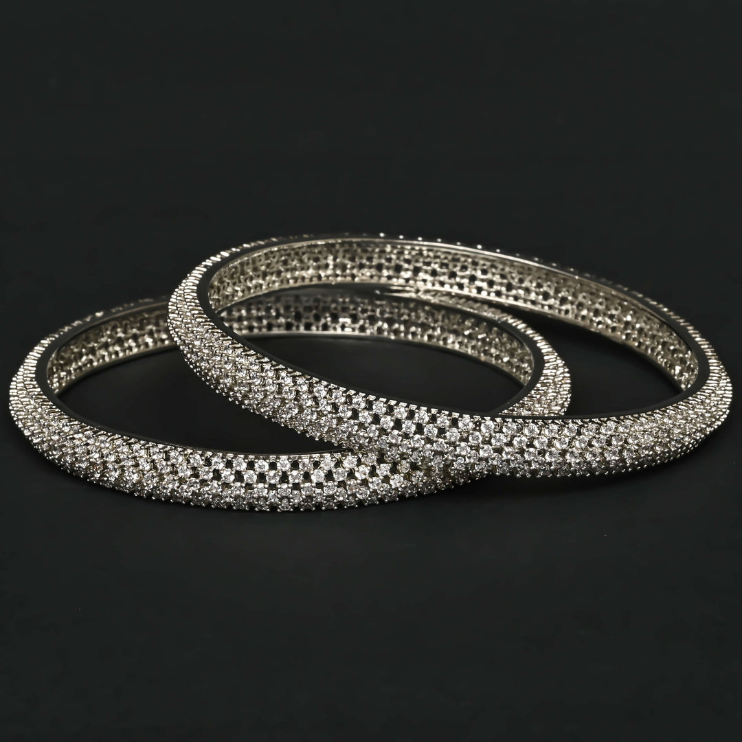 CZ White Gold Bangles