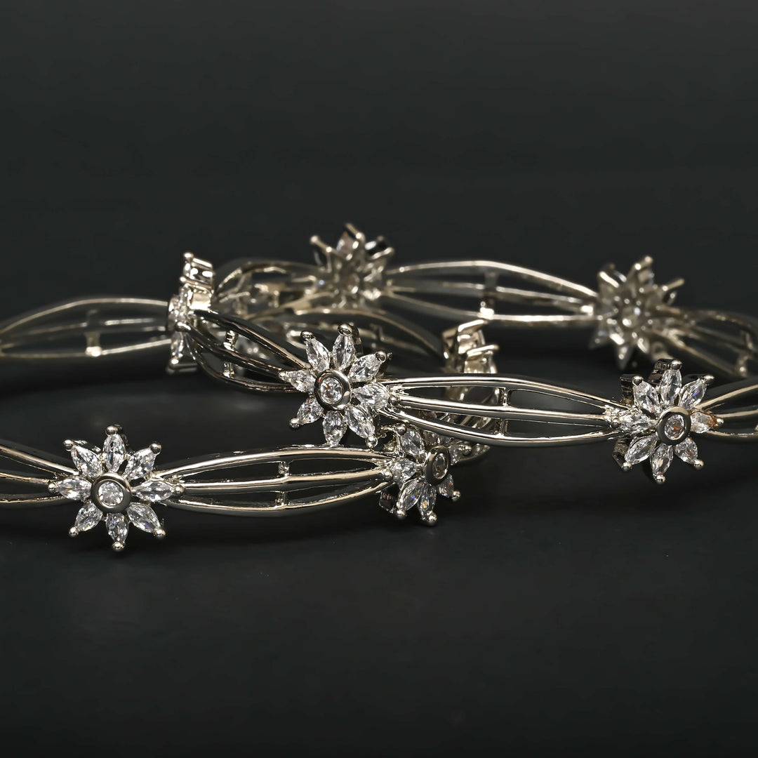CZ White Gold Bangles
