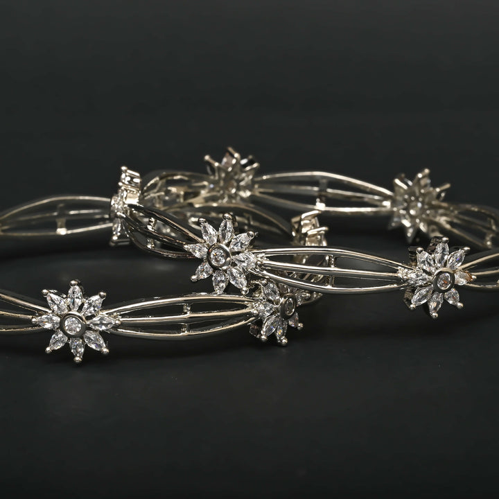 CZ White Gold Bangles