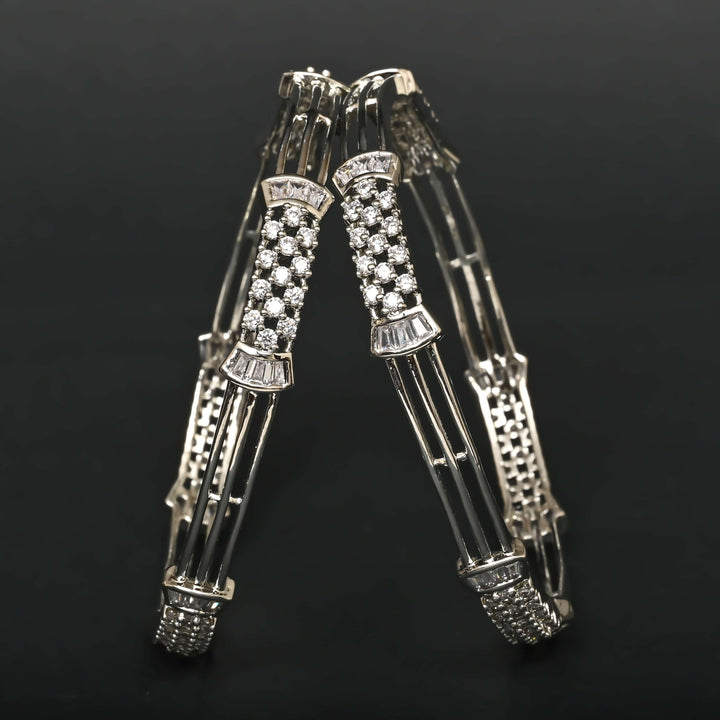 CZ White Gold Bangles