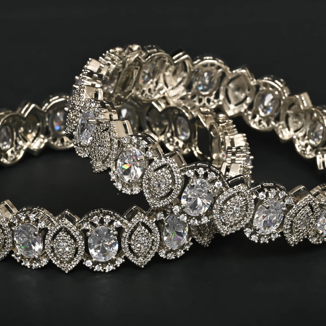 CZ White Gold Bangles